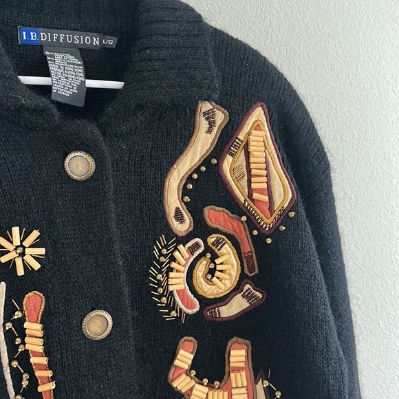 Vintage IB Diffusion Mohair Blend Fuzzy Cardigan Sweater - Picture 4 of 7